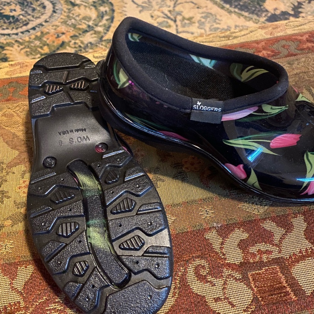 Sloggers Black and Pink Artistic Mules - Picture 2 of 2